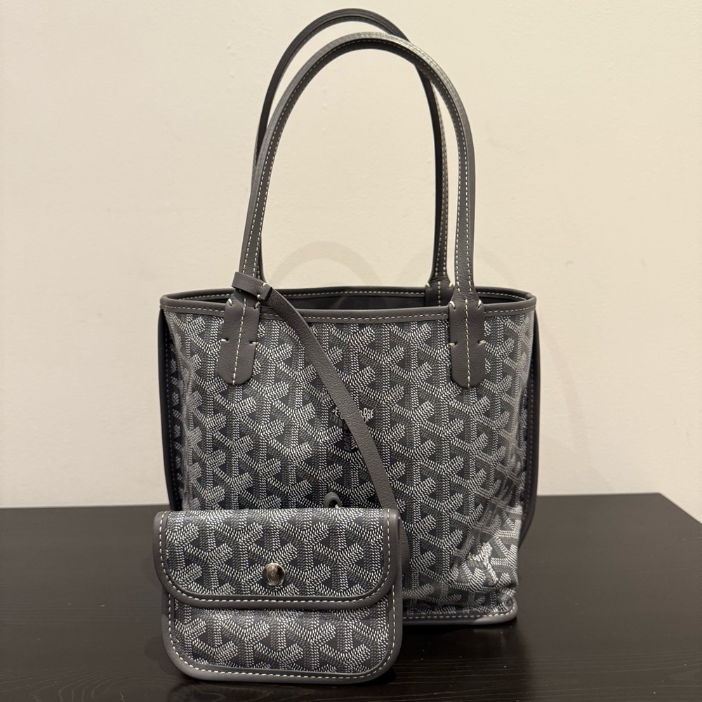 GOYARD Mini Anjou Coated Canvas and Leather Tote Bag - Picture 3 of 13
